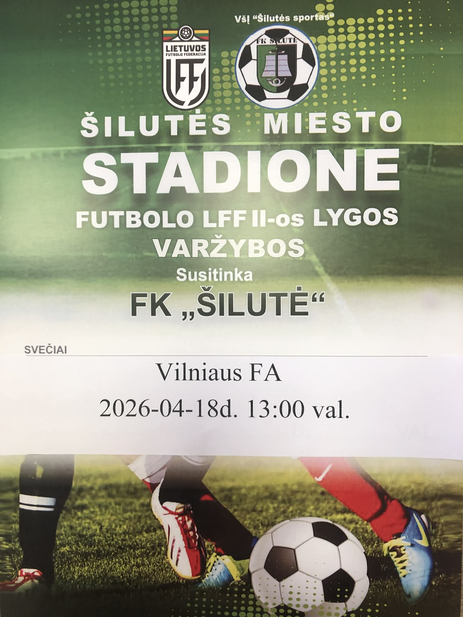 2026-04-18 d. 13:00 val. futbolo LFF II-os lygos varžybos 