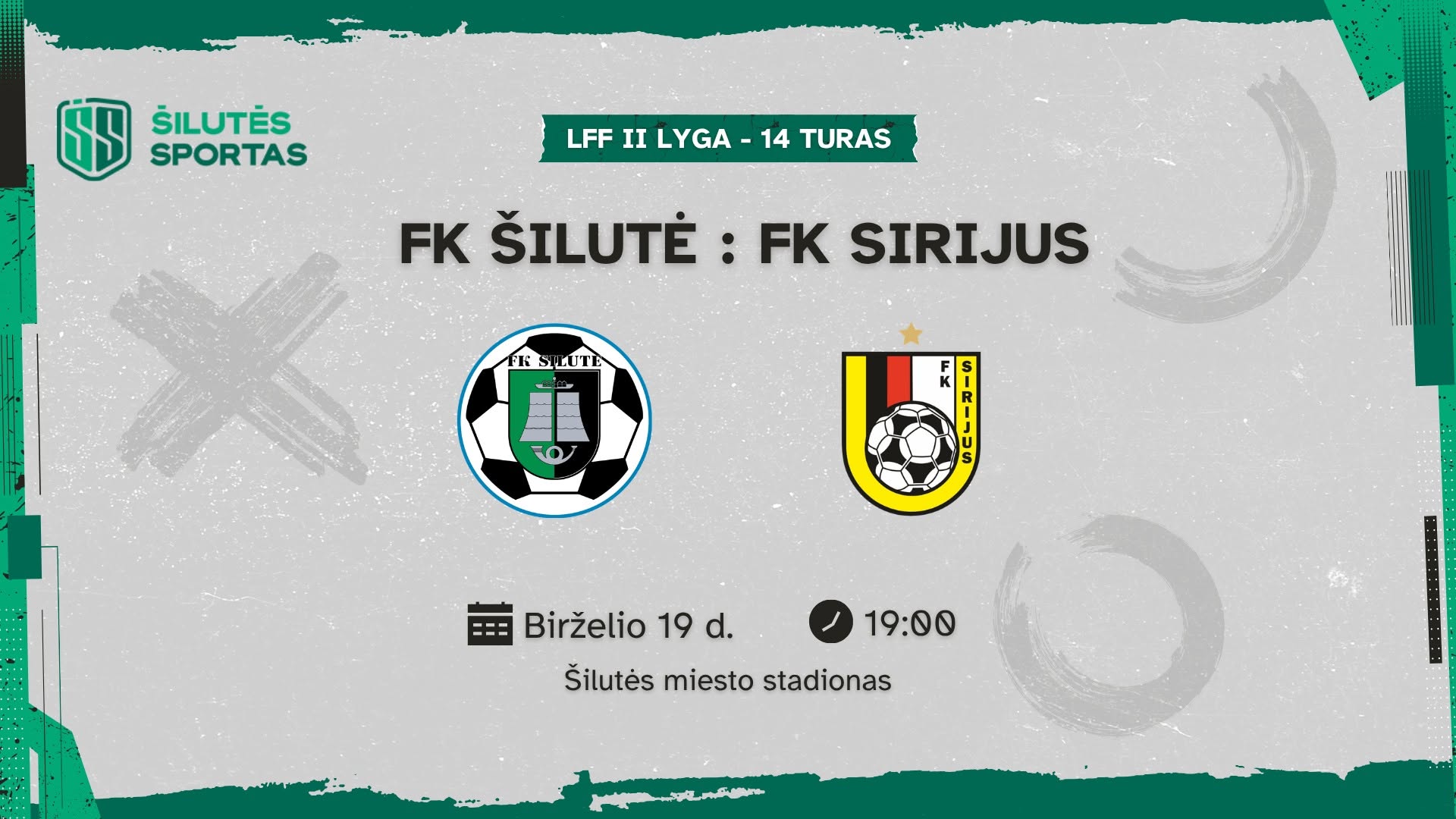 Birželio 19 d. 19.00 val. LFF II lygos 14 turas