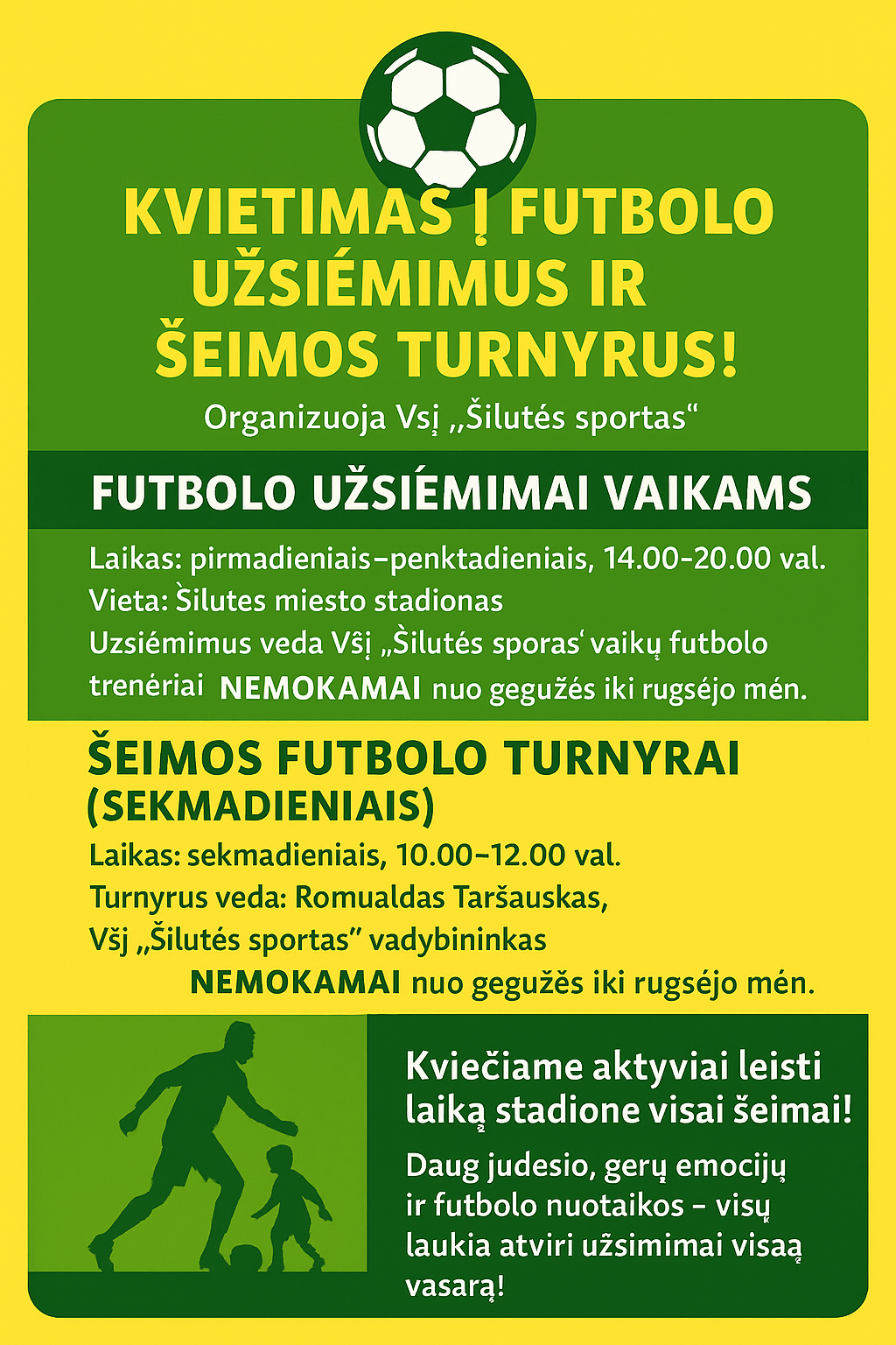 Kvietimas į užsiėmimus