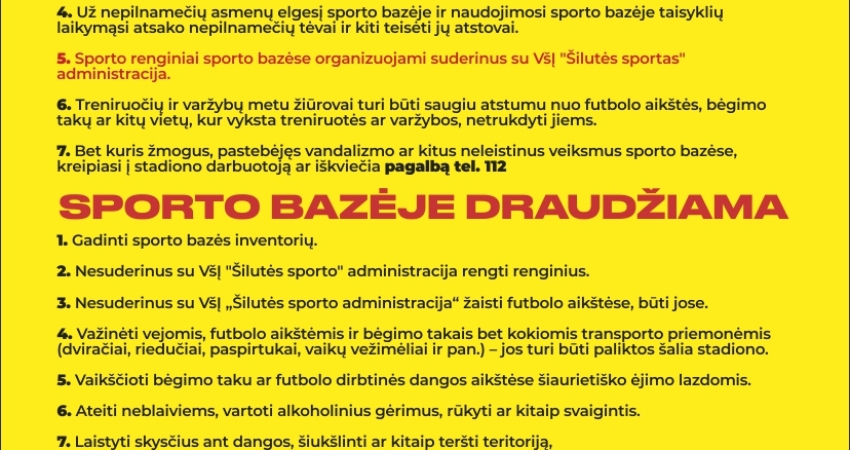 Prašome susipažinti su stadiono elgesio taisyklėmi...
